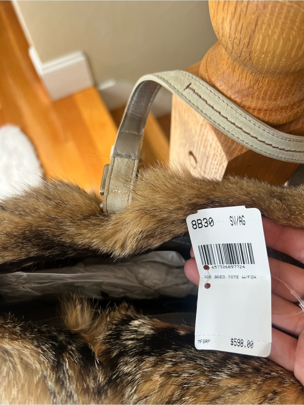 NWT Coach Limited Edition Suede Fox Fur Beaded Tote Bag Purse - Picture 2 of 10